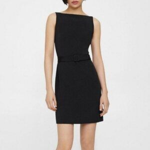 Thoery Belted Sheath Dress, Black, 2XS